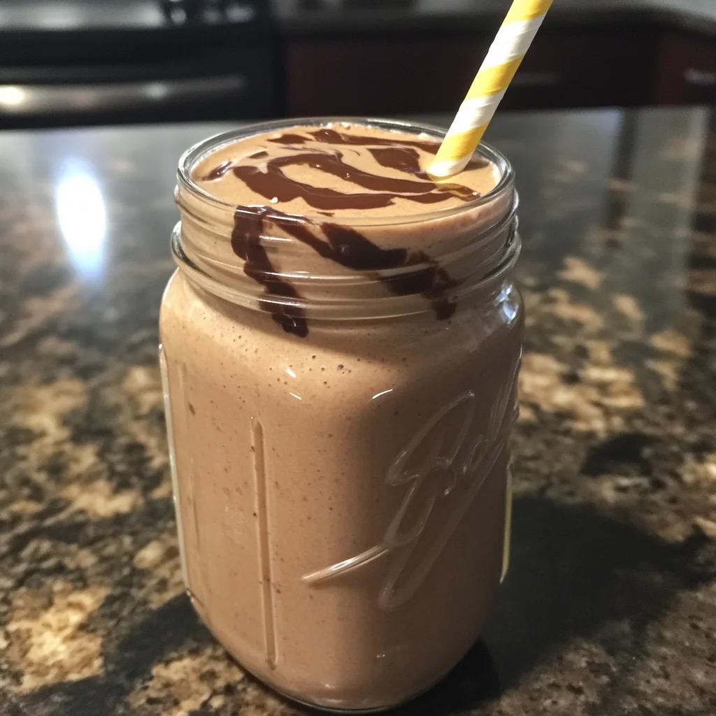 Easy and quick high protein breakfast smoothie made with protein powder and banana